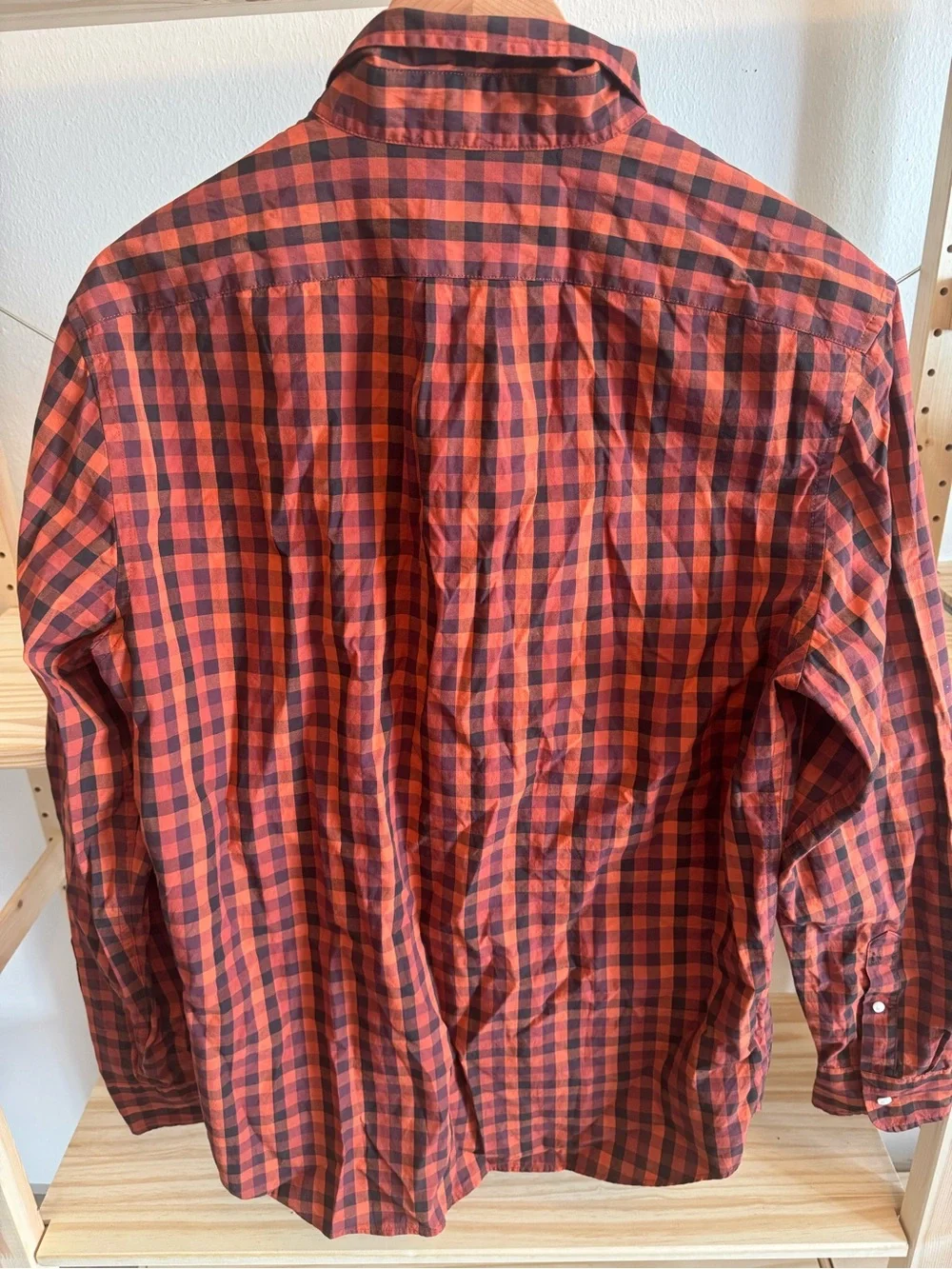 J. Crew Organic Cotton Slim Fit Red-Orange Check Button-Down Shirt